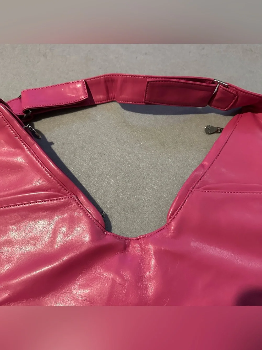 Fuchsia Crescent Hobo Shoulder Bag